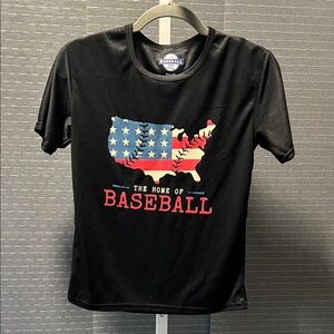 Girls Red White & Blue “The Home Of Baseball” Tee